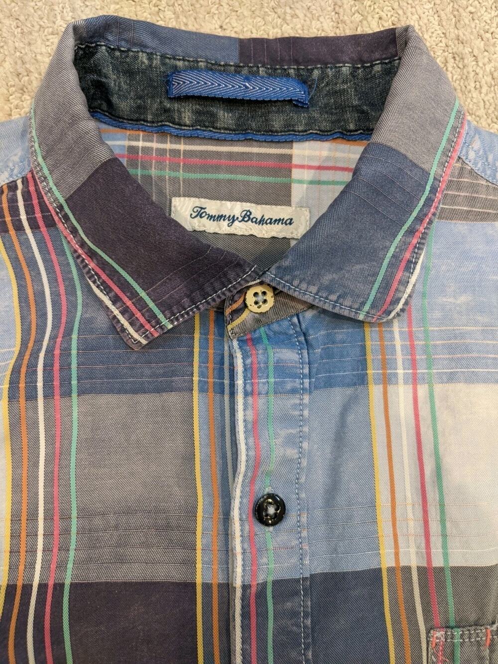 Men's Tommy Bahama Mens Large Long Sleeve Button Up Shirt Plaid Multicolor...